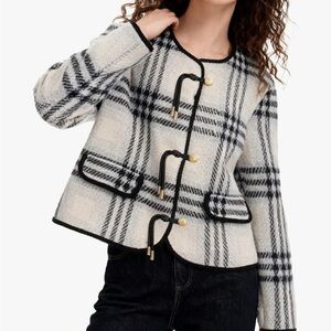 Plaid Women's Jacket - Black and White